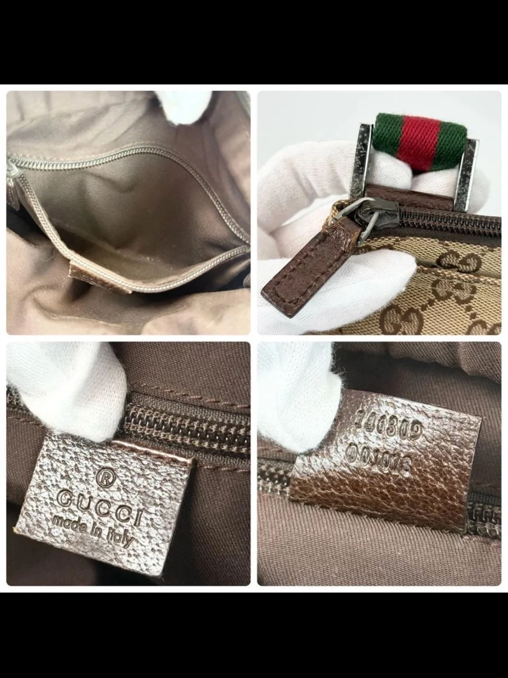 Gucci Brown GG Canvas Messenger Bag with Green-Red Web Strap